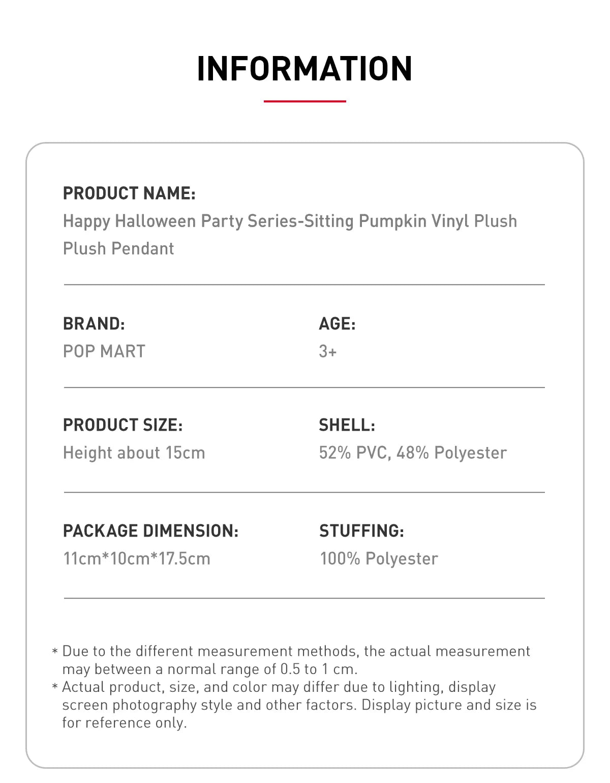 POP MART - THE MONSTER HAPPY HALLOWEEN PARTY SERIES - Vinyl Plush Doll Pendant