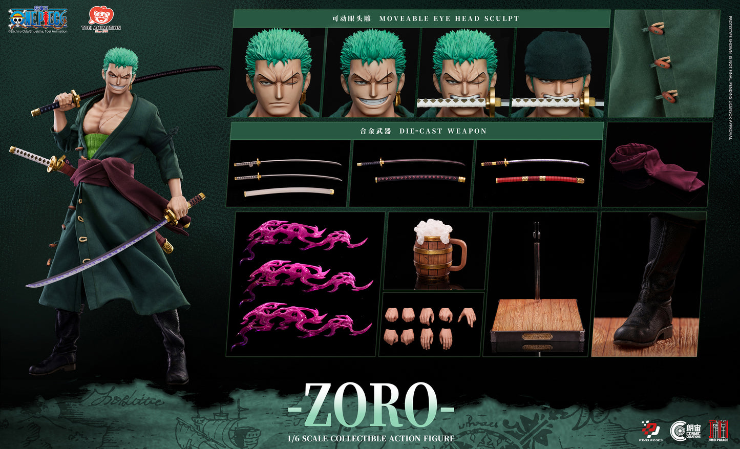 Pixel Poses - One Piece Roronoa Zoro 1/6 Action Figure (Licensed) [PRE-ORDER]