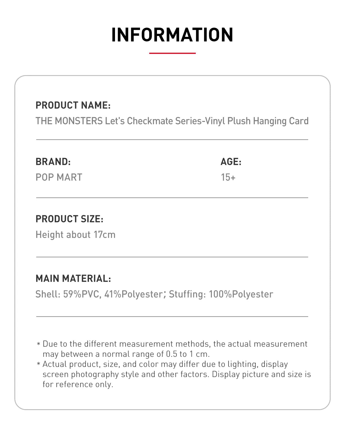 POP MART - THE MONSTERS Let’s Checkmate Series - Vinyl Plush Hanging Card [IN-STOCK]
